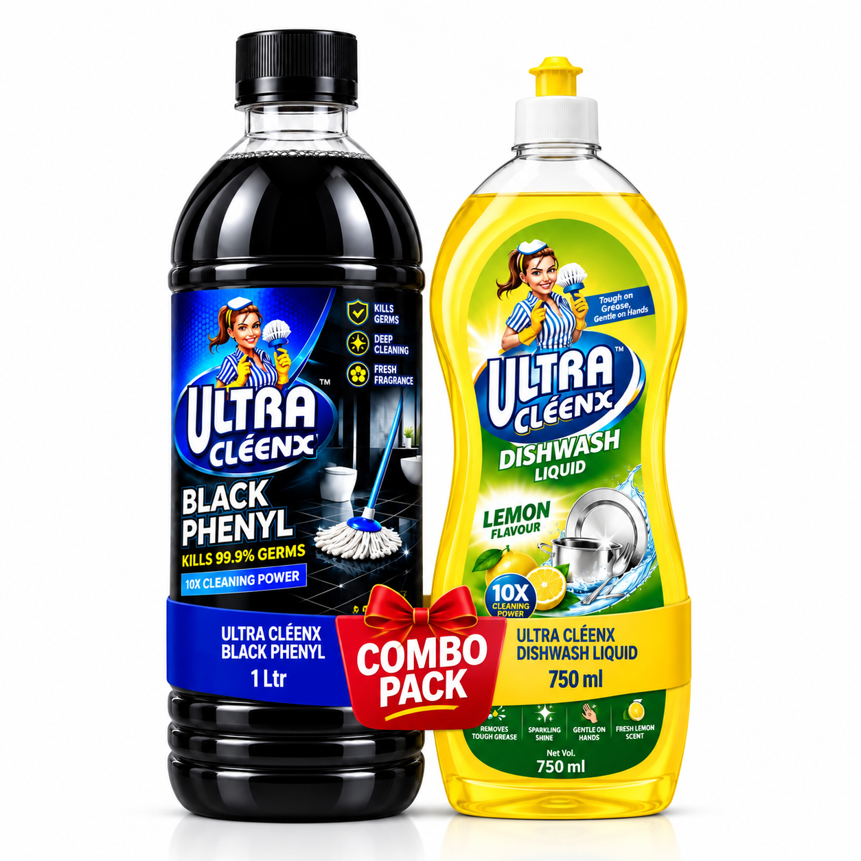Ultra Cléenx Black Phenyl & Lemon Dishwash Liquid Combo Pack